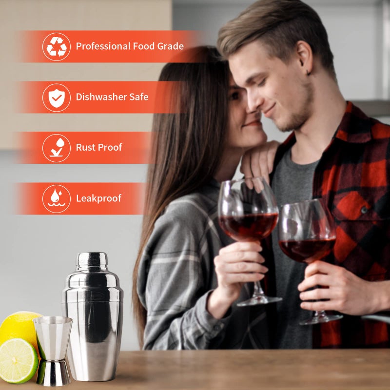 Newness Cocktail Shaker, Stainless Steel Martini Shaker, Drink Shaker Built-in Strainer, Professional Stainless Margarita Mixer, Bartender Kit Gifts, Small, Easy to Carry, Single Martini 8.4ozï¼ˆ250ml) - Image 5